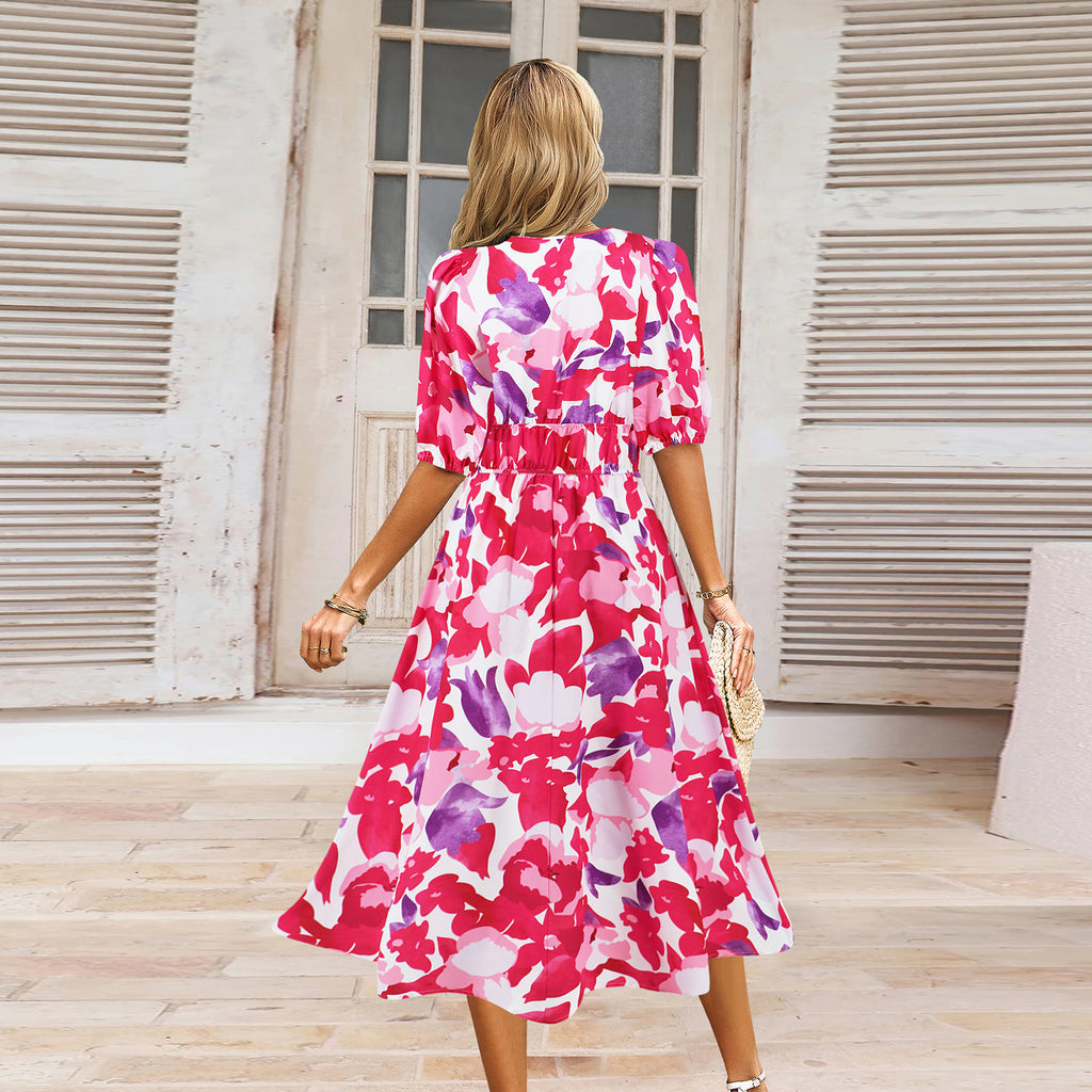 Women's V-neck Bohemian print Dresses