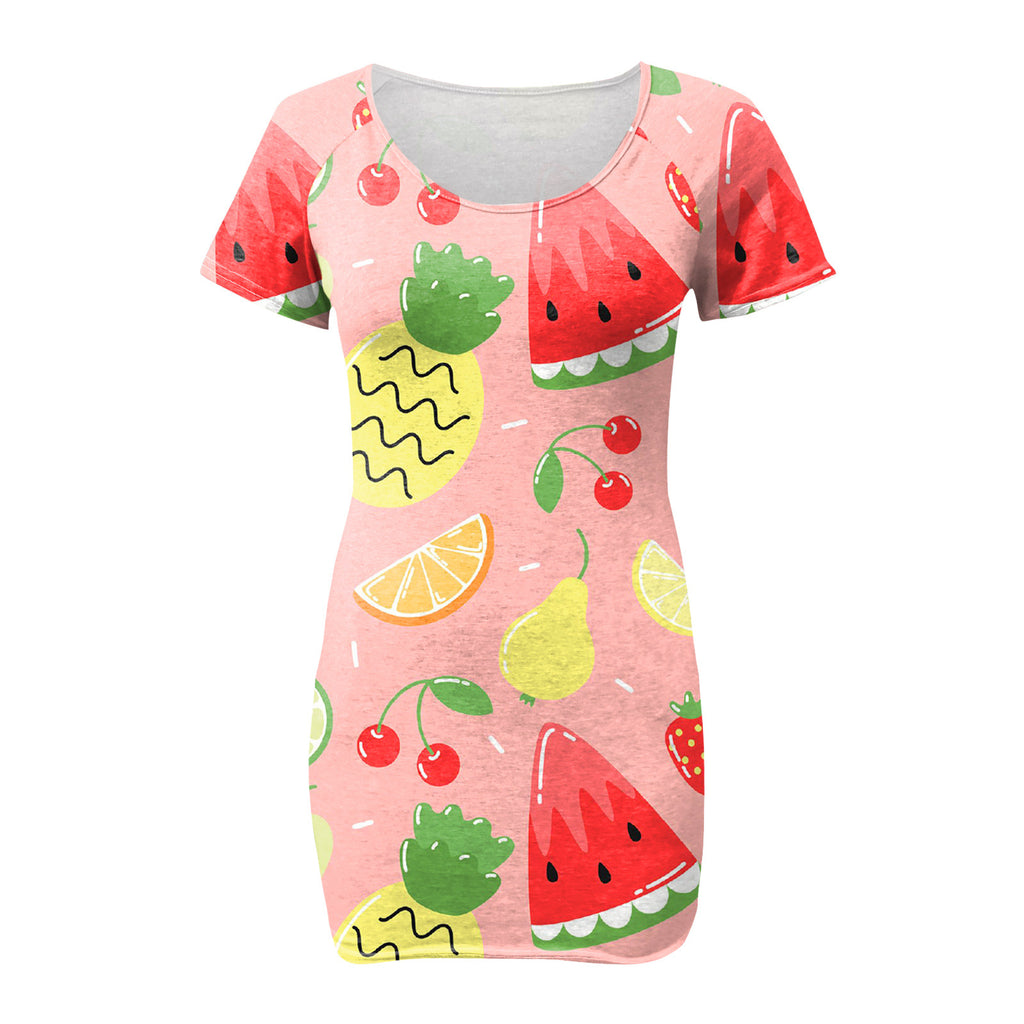 Women's Sexy Slim-Fit Solid Color Printed Short-Sleeved Dresses