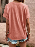 Women's Tops Solid Color Buttons Fashionable Short Sleeves