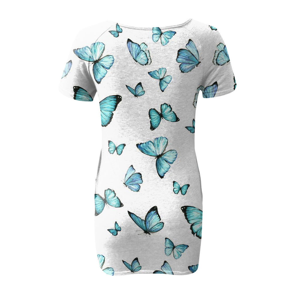 Women's Sexy Slim-Fit Solid Color Printed Short-Sleeved Dresses