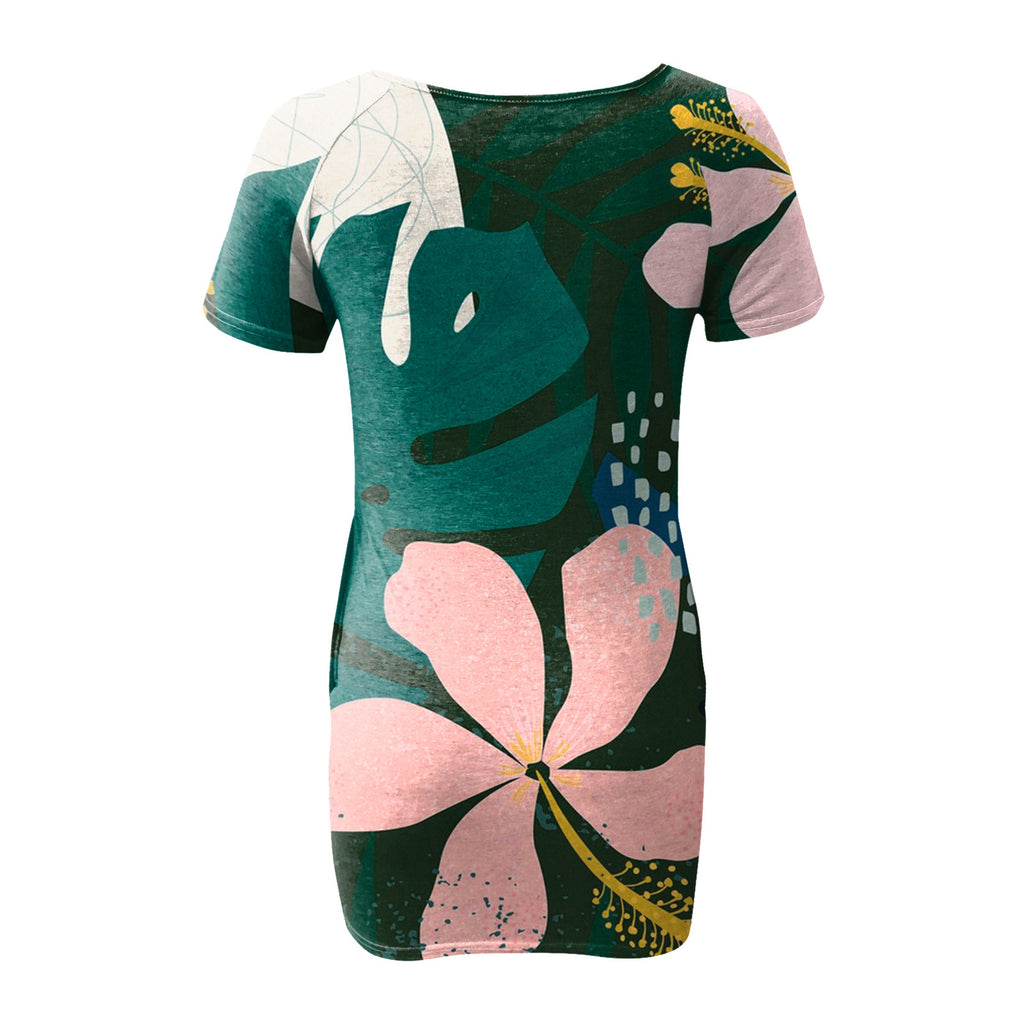 Women's Sexy Slim-Fit Solid Color Printed Short-Sleeved Dresses