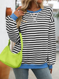 Women's Colorful Striped Crew Neck Loose Sweatshirts