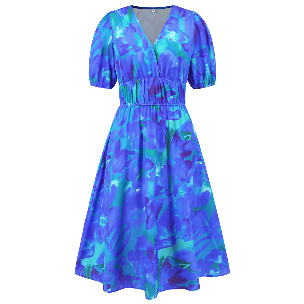 Women's V-neck Bohemian print Dresses