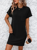Women's Summer Casual Contrast Color Twist Striped Short Sleeve Pocket Dresses