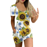 Women's Sexy Slim-Fit Solid Color Printed Short-Sleeved Dresses