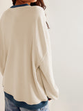 Women's Solid Color Round Neck Slit Loose Activewear Tops