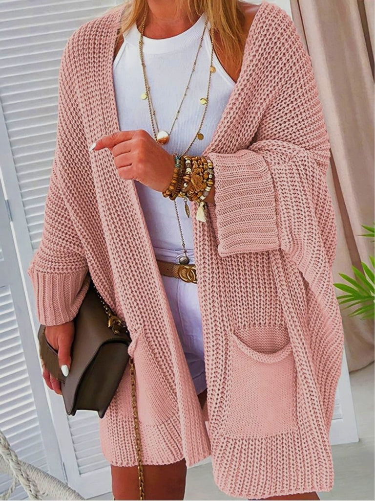 Kimemoda Women's Knitted Sweater Mid Length Coat