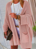 Kimemoda Women's Knitted Sweater Mid Length Coat