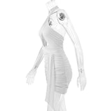 Women's Lanyard Hip Skirt Sexy Cross Collar Halter Neck Pleated Dresses