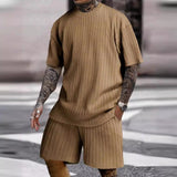 Men's solid color sports round neck T-shirt