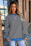 Women's Colorful Striped Crew Neck Loose Sweatshirts