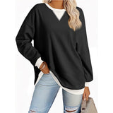 Women's Solid Color Round Neck Slit Loose Activewear Tops