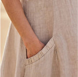 Women's Sleeveless Round Neck Cotton And Linen Dresses