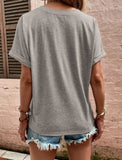 Women's Tops Solid Color Buttons Fashionable Short Sleeves