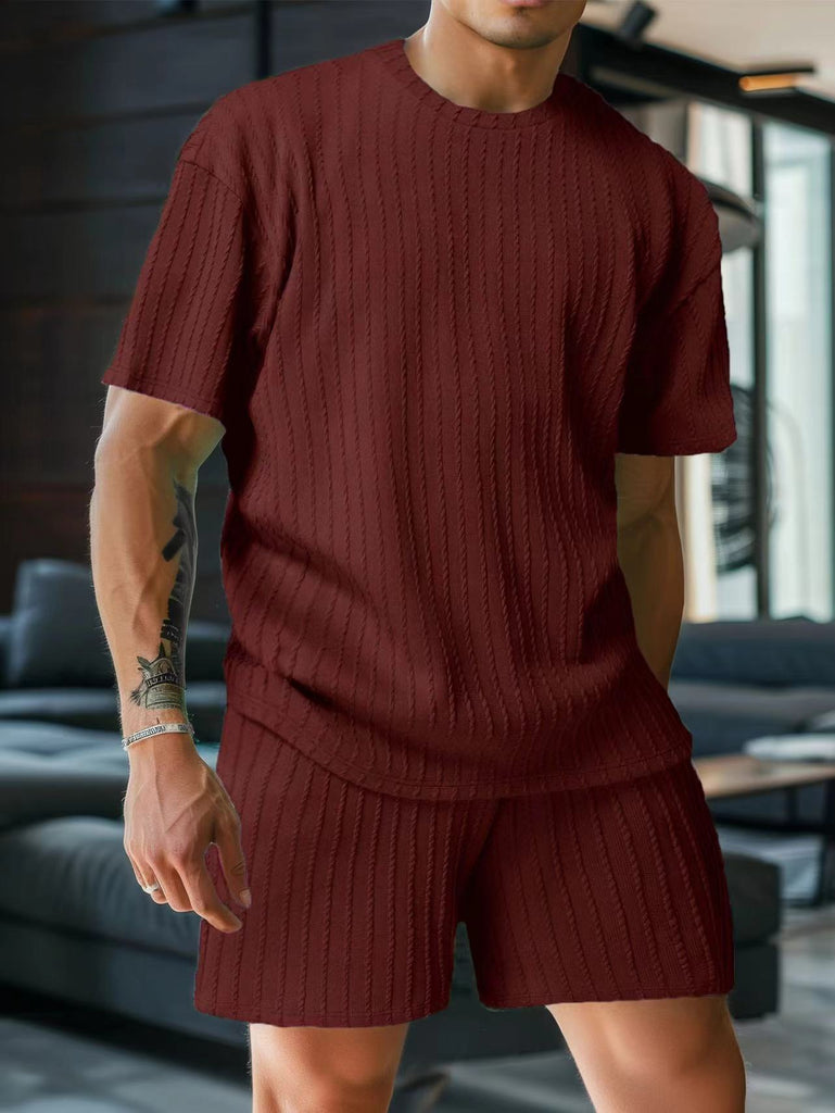 Men's solid color sports round neck T-shirt