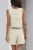Women's Casual Linen Shorts Sleeveless Sets