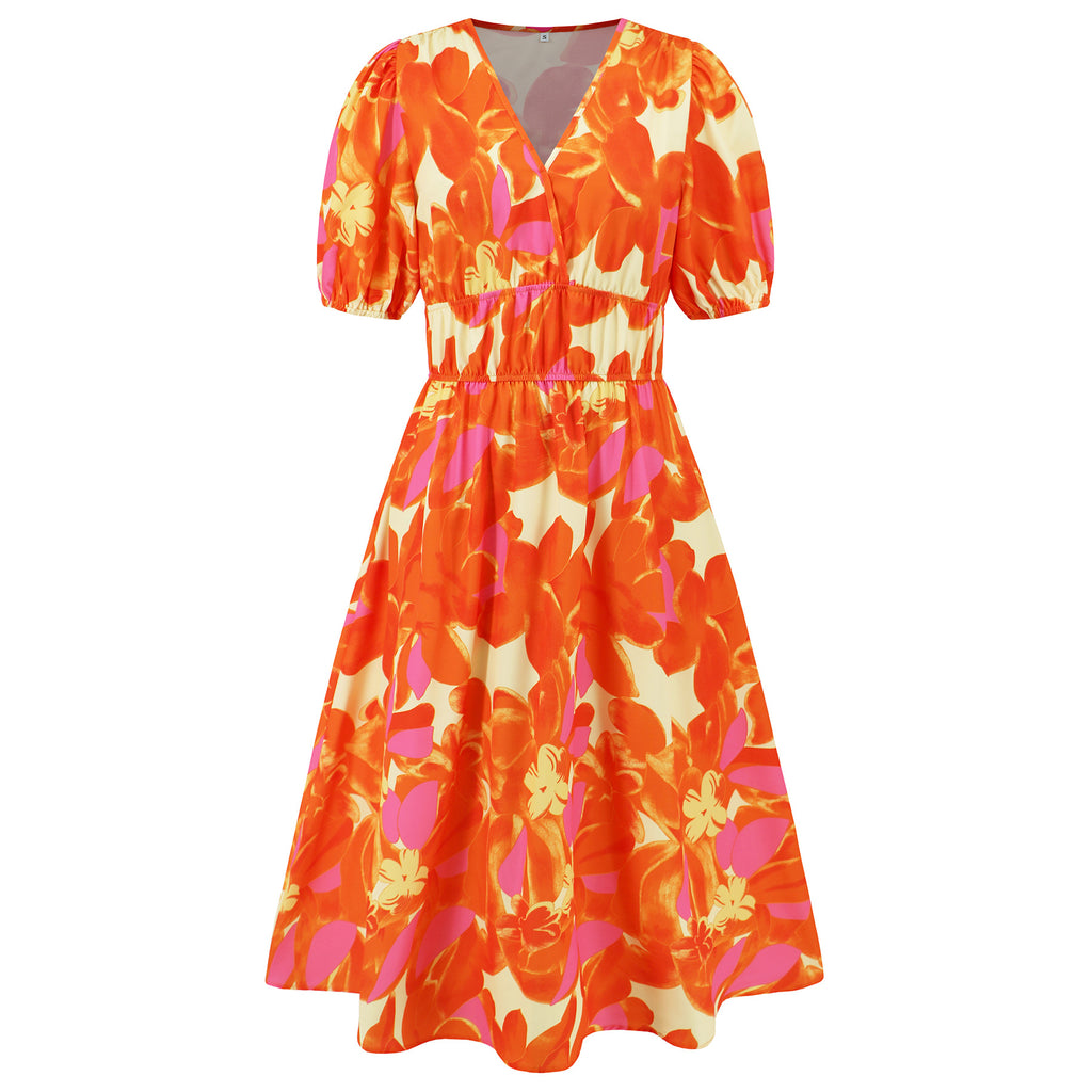 Women's V-neck Bohemian print Dresses