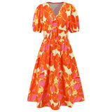 Women's V-neck Bohemian print Dresses