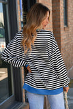 Women's Colorful Striped Crew Neck Loose Sweatshirts
