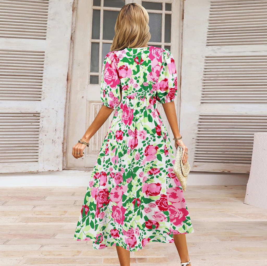 Women's V-neck Bohemian print Dresses