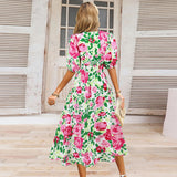Women's V-neck Bohemian print Dresses