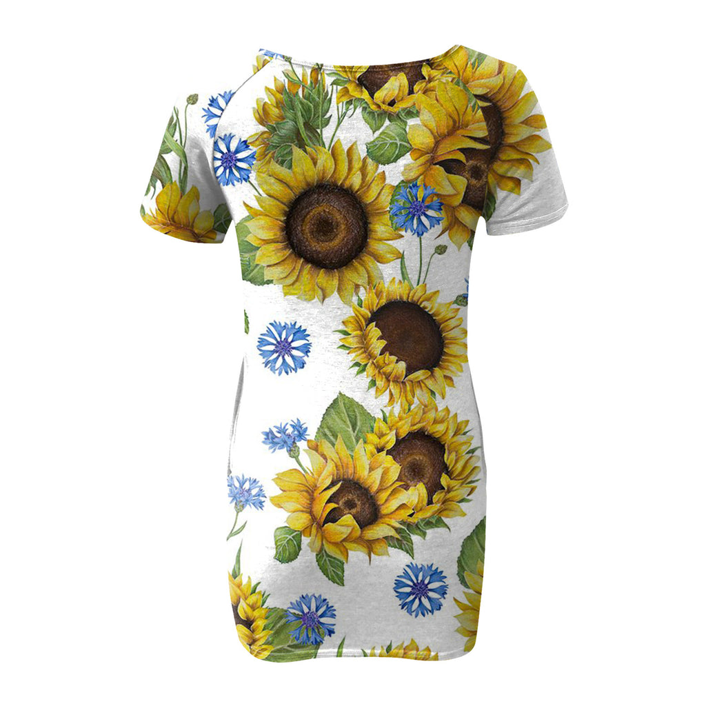 Women's Sexy Slim-Fit Solid Color Printed Short-Sleeved Dresses