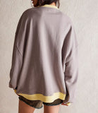 Women's Solid Color Round Neck Slit Loose Activewear Tops