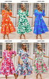 Women's V-neck Bohemian print Dresses