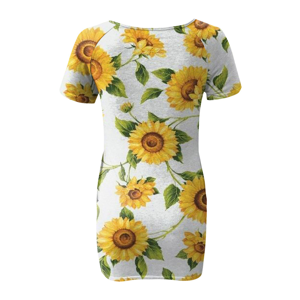 Women's Sexy Slim-Fit Solid Color Printed Short-Sleeved Dresses