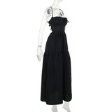 Women's Summer Tie Waist Dress Suspenders Backless A-Line Holiday Dresses