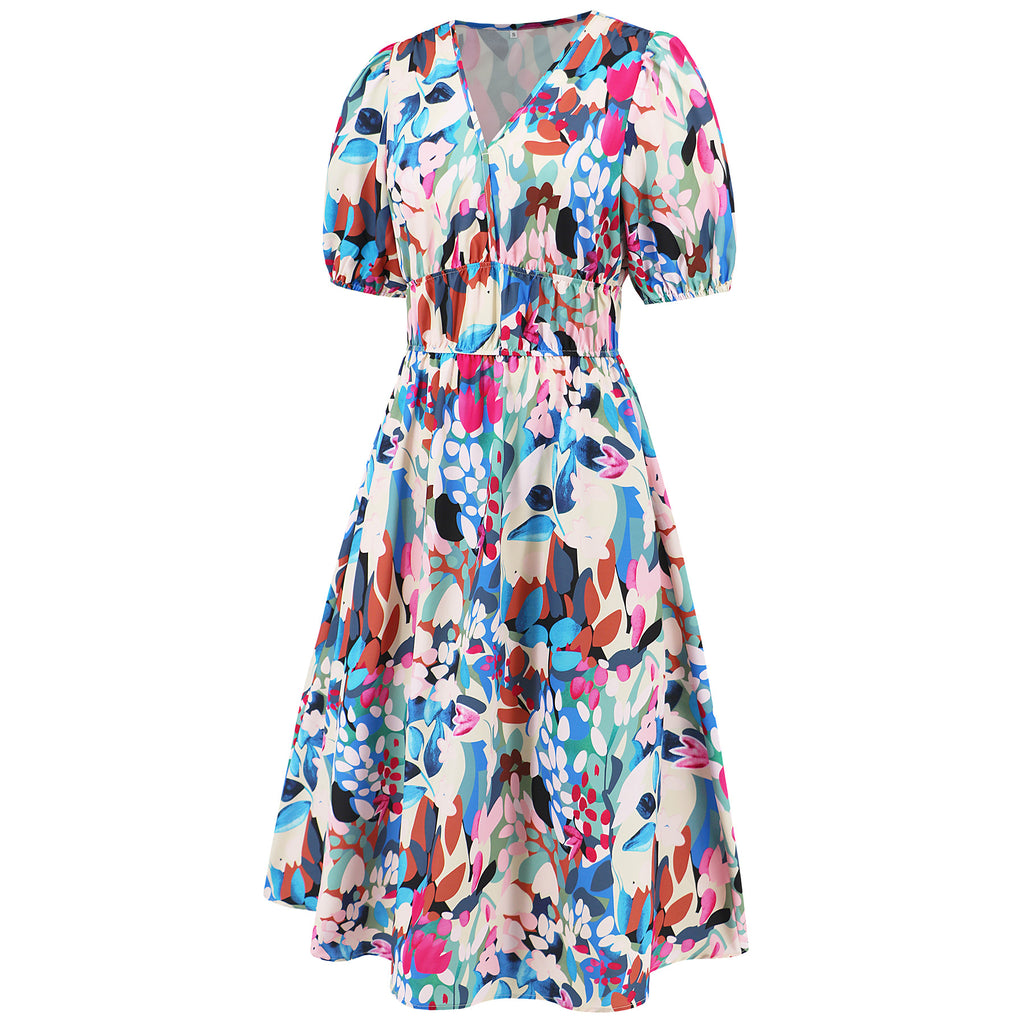 Women's V-neck Bohemian print Dresses