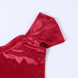 Women's Summer Fishbone Waist Tube Top Satin Off Shoulder Tops