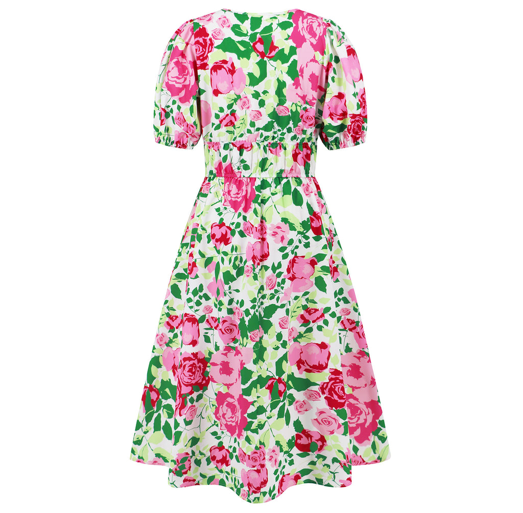 Women's V-neck Bohemian print Dresses