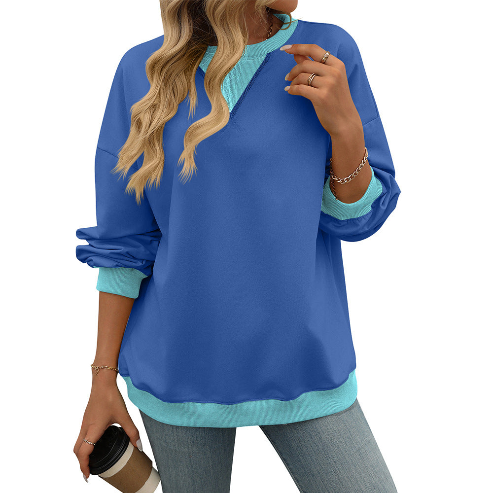 Women's Solid Color Round Neck Slit Loose Activewear Tops