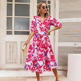 Women's V-neck Bohemian print Dresses