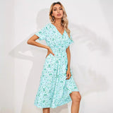 Women's Summer Floral Print Short Sleeve Dresses