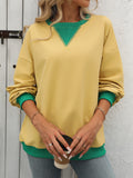 Women's Solid Color Round Neck Slit Loose Activewear Tops