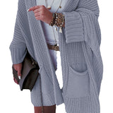 Kimemoda Women's Knitted Sweater Mid Length Coat