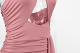 Women's Lanyard Hip Skirt Sexy Cross Collar Halter Neck Pleated Dresses