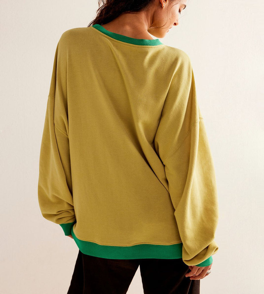 Women's Solid Color Round Neck Slit Loose Activewear Tops