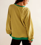 Women's Solid Color Round Neck Slit Loose Activewear Tops