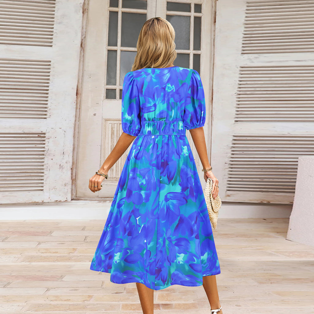Women's V-neck Bohemian print Dresses