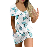 Women's Sexy Slim-Fit Solid Color Printed Short-Sleeved Dresses