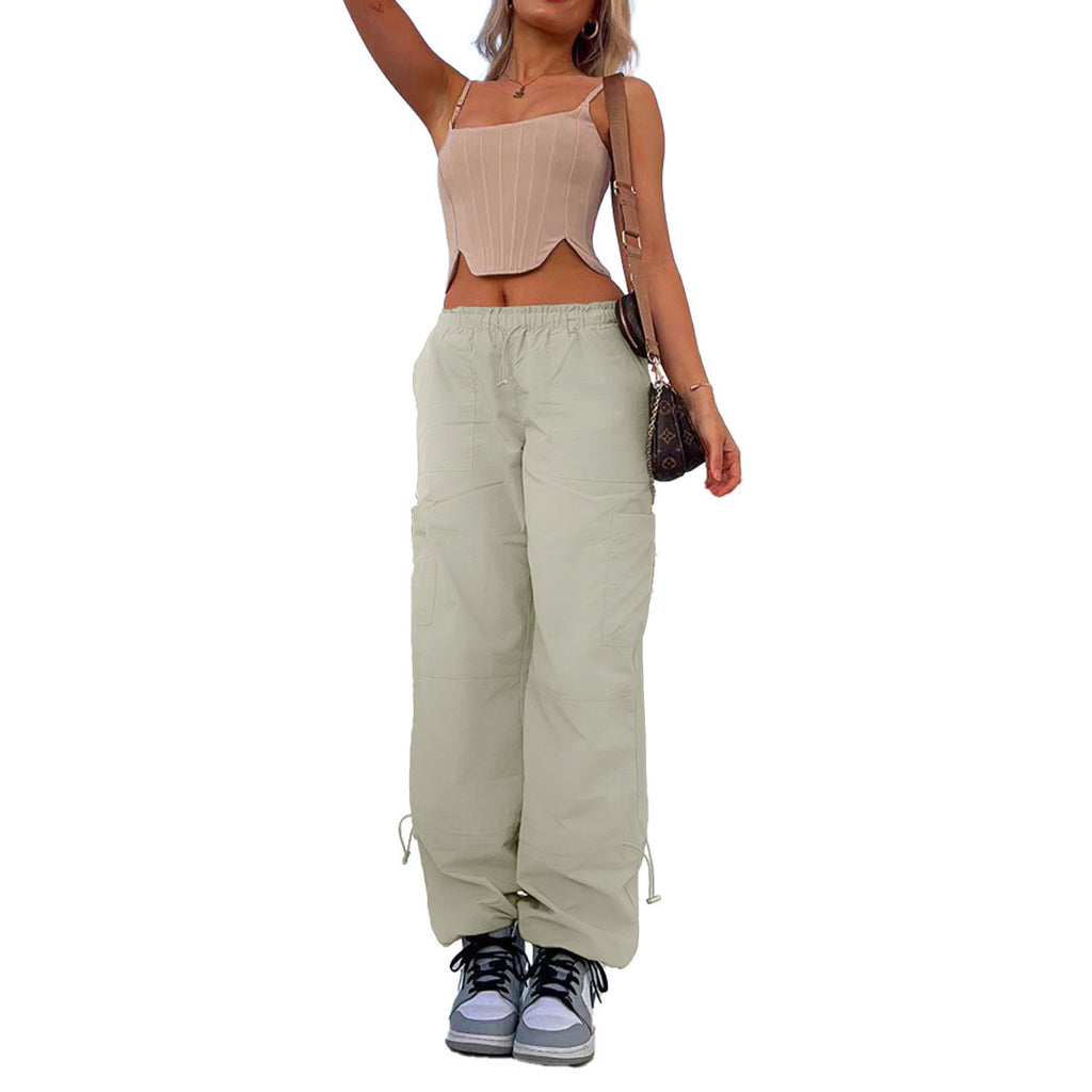 Women's Loose Strap Multi-Pocket Straight Cargo Casual Pants