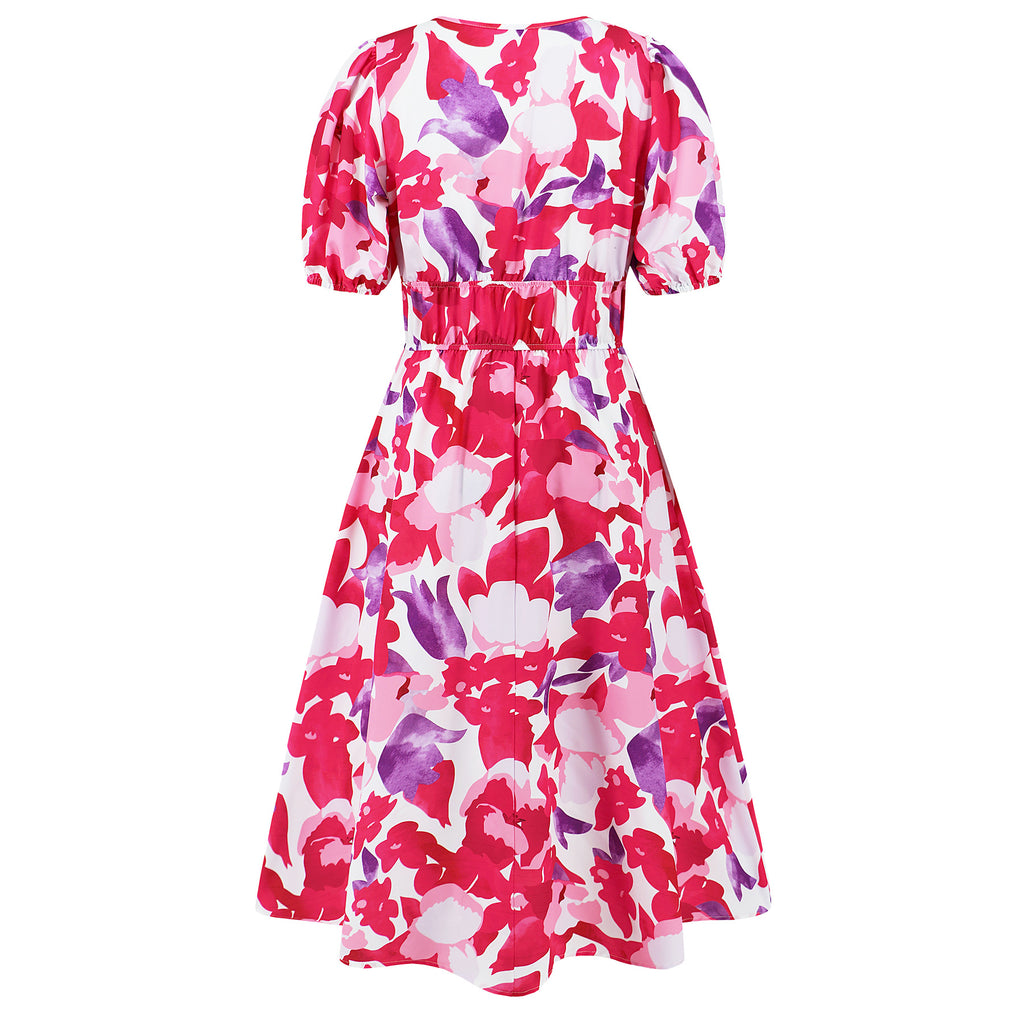 Women's V-neck Bohemian print Dresses