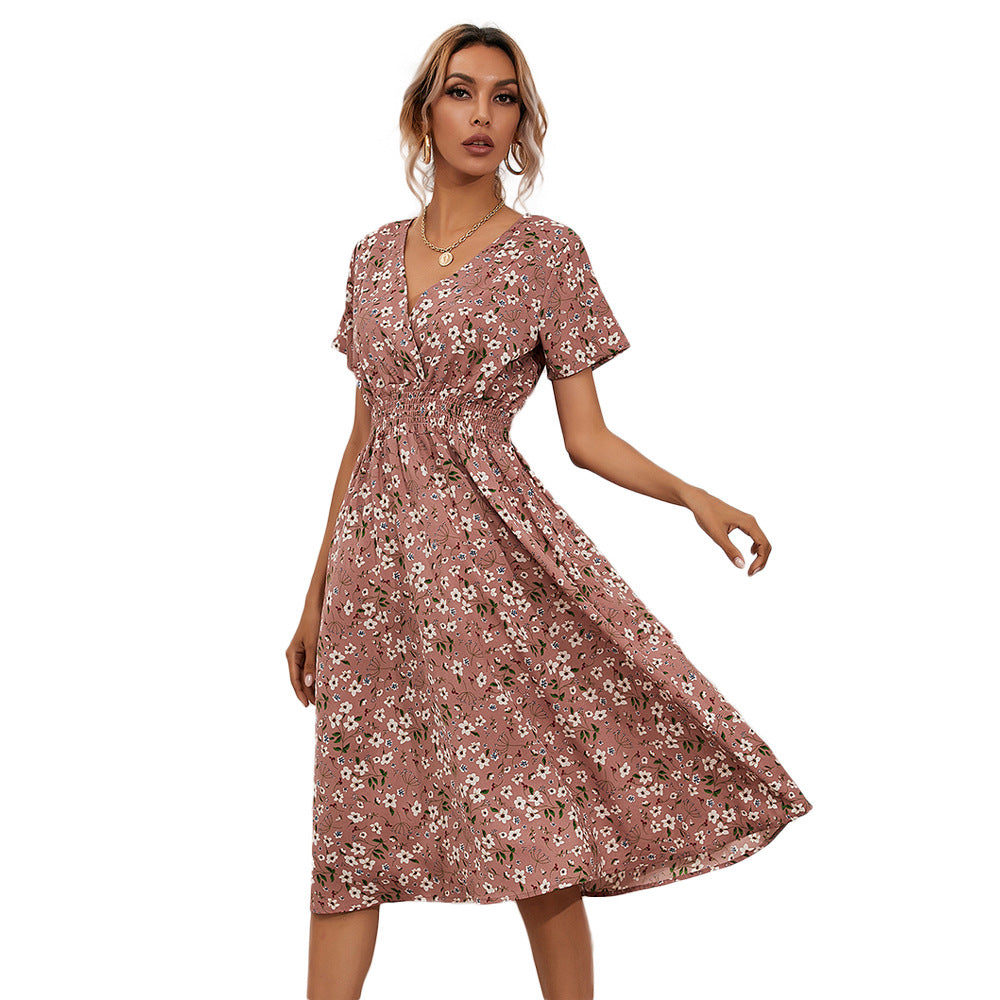 Women's Summer Floral Print Short Sleeve Dresses