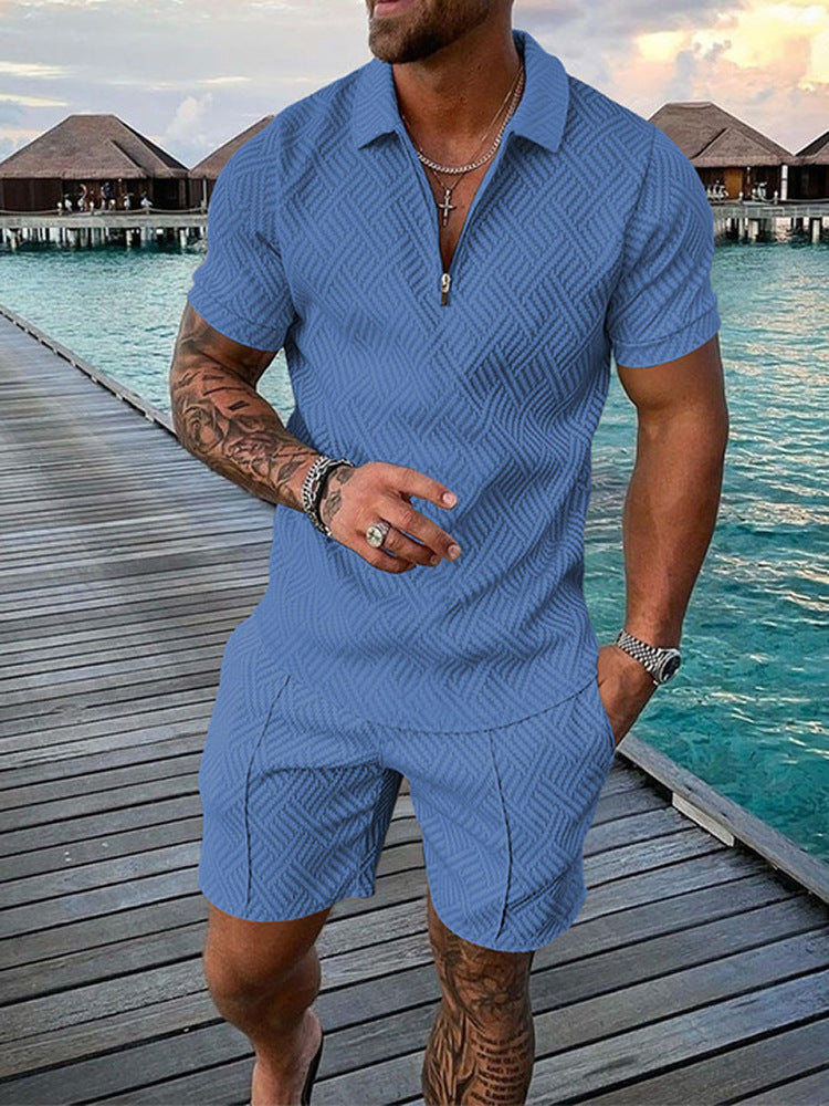 Men's Fashion Casual Suit Short Sleeve Polo Shirt