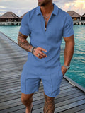 Men's Fashion Casual Suit Short Sleeve Polo Shirt