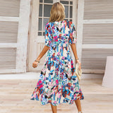 Women's V-neck Bohemian print Dresses