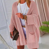 Kimemoda Women's Knitted Sweater Mid Length Coat